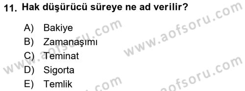 Muhasebe ve Hukuk Dersi 2021 - 2022 Yılı Yaz Okulu Sınav Soruları 11. Soru