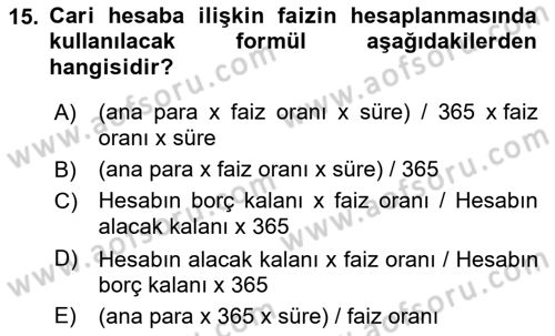 Muhasebe ve Hukuk Dersi 2021 - 2022 Yılı Yaz Okulu Sınav Soruları 15. Soru