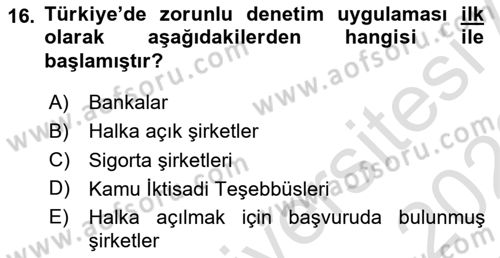 Muhasebe ve Hukuk Dersi 2021 - 2022 Yılı Yaz Okulu Sınav Soruları 16. Soru