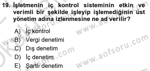 Muhasebe ve Hukuk Dersi 2021 - 2022 Yılı Yaz Okulu Sınav Soruları 19. Soru