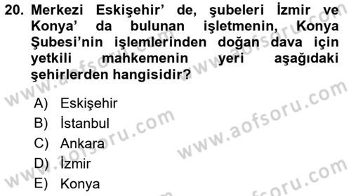 Muhasebe ve Hukuk Dersi 2021 - 2022 Yılı Yaz Okulu Sınav Soruları 20. Soru