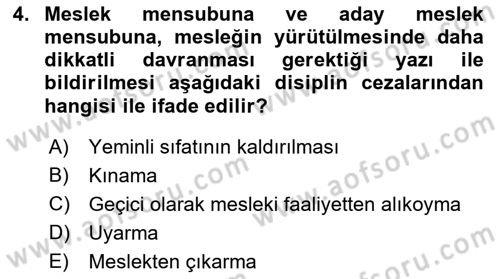 Muhasebe ve Hukuk Dersi 2021 - 2022 Yılı Yaz Okulu Sınav Soruları 4. Soru