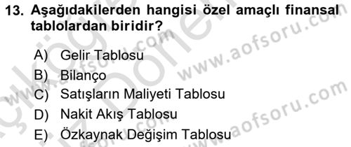 Muhasebe ve Hukuk Dersi 2022 - 2023 Yılı (Vize) Ara Sınav Soruları 13. Soru