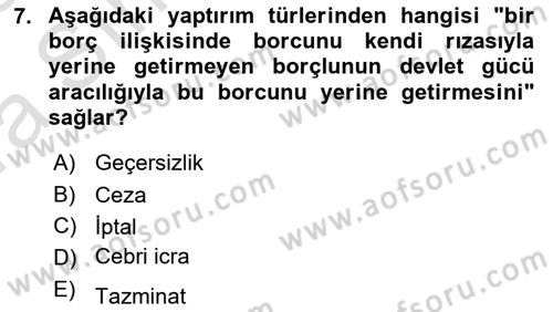 Muhasebe ve Hukuk Dersi 2022 - 2023 Yılı (Vize) Ara Sınav Soruları 7. Soru
