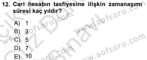 Muhasebe ve Hukuk Dersi 2022 - 2023 Yılı (Final) Dönem Sonu Sınav Soruları 12. Soru
