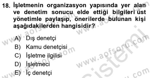 Muhasebe ve Hukuk Dersi 2022 - 2023 Yılı (Final) Dönem Sonu Sınav Soruları 18. Soru
