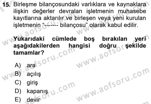 Muhasebe ve Hukuk Dersi 2022 - 2023 Yılı Yaz Okulu Sınav Soruları 15. Soru