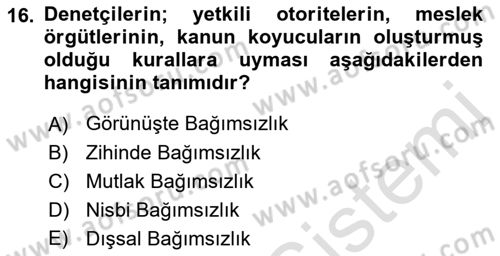 Muhasebe ve Hukuk Dersi 2022 - 2023 Yılı Yaz Okulu Sınav Soruları 16. Soru
