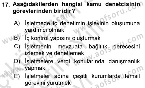 Muhasebe ve Hukuk Dersi 2022 - 2023 Yılı Yaz Okulu Sınav Soruları 17. Soru