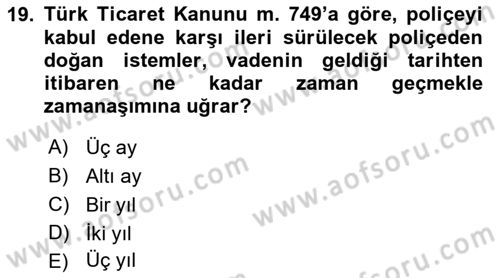 Muhasebe ve Hukuk Dersi 2022 - 2023 Yılı Yaz Okulu Sınav Soruları 19. Soru