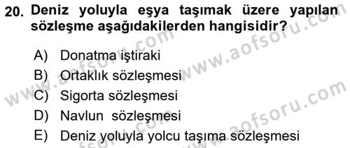Muhasebe ve Hukuk Dersi 2022 - 2023 Yılı Yaz Okulu Sınav Soruları 20. Soru