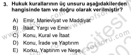Muhasebe ve Hukuk Dersi 2022 - 2023 Yılı Yaz Okulu Sınav Soruları 3. Soru