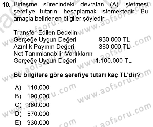 Muhasebe ve Hukuk Dersi 2023 - 2024 Yılı (Final) Dönem Sonu Sınav Soruları 10. Soru