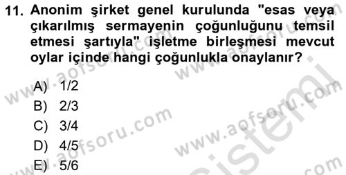 Muhasebe ve Hukuk Dersi 2023 - 2024 Yılı (Final) Dönem Sonu Sınav Soruları 11. Soru