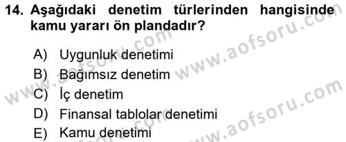 Muhasebe ve Hukuk Dersi 2023 - 2024 Yılı (Final) Dönem Sonu Sınav Soruları 14. Soru