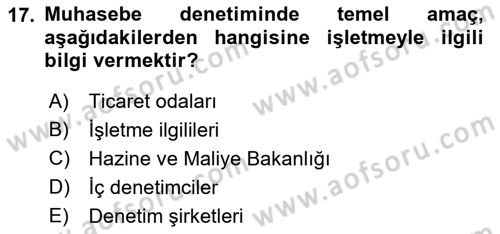 Muhasebe ve Hukuk Dersi 2023 - 2024 Yılı (Final) Dönem Sonu Sınav Soruları 17. Soru