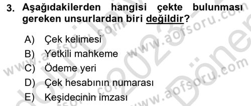 Muhasebe ve Hukuk Dersi 2023 - 2024 Yılı (Final) Dönem Sonu Sınav Soruları 3. Soru