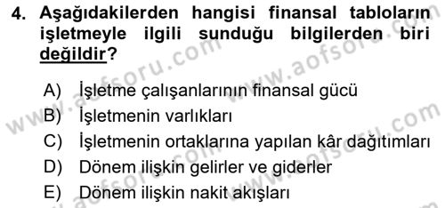 Muhasebe ve Hukuk Dersi 2023 - 2024 Yılı (Final) Dönem Sonu Sınav Soruları 4. Soru