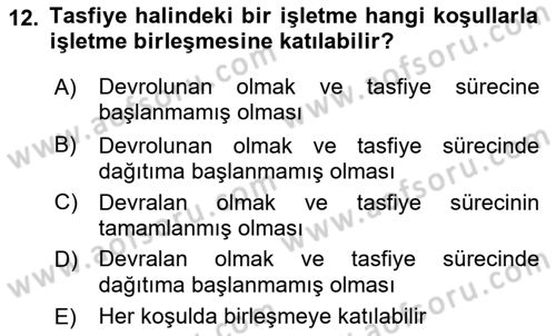 Muhasebe ve Hukuk Dersi 2023 - 2024 Yılı Yaz Okulu Sınav Soruları 12. Soru
