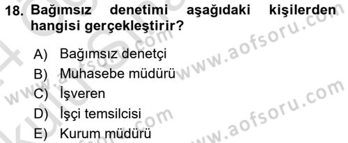Muhasebe ve Hukuk Dersi 2023 - 2024 Yılı Yaz Okulu Sınav Soruları 18. Soru