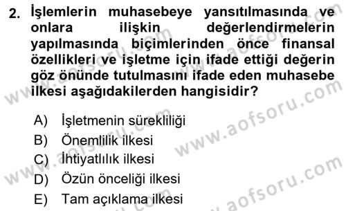 Muhasebe ve Hukuk Dersi 2023 - 2024 Yılı Yaz Okulu Sınav Soruları 2. Soru