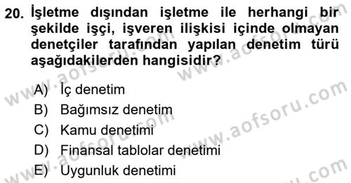 Muhasebe ve Hukuk Dersi 2023 - 2024 Yılı Yaz Okulu Sınav Soruları 20. Soru