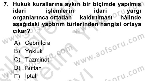 Muhasebe ve Hukuk Dersi 2023 - 2024 Yılı Yaz Okulu Sınav Soruları 7. Soru