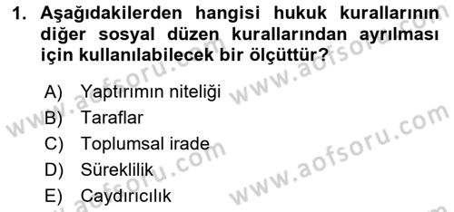 Muhasebe ve Hukuk Dersi 2024 - 2025 Yılı (Vize) Ara Sınav Soruları 1. Soru