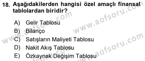 Muhasebe ve Hukuk Dersi 2024 - 2025 Yılı (Vize) Ara Sınav Soruları 18. Soru