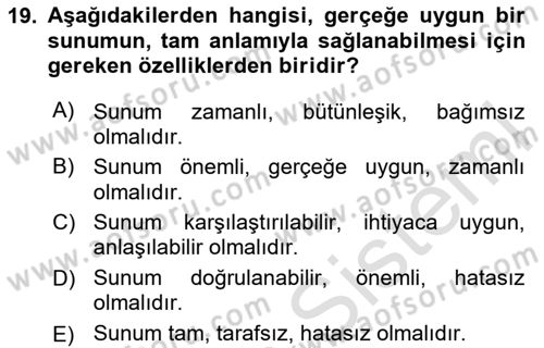 Muhasebe ve Hukuk Dersi 2024 - 2025 Yılı (Vize) Ara Sınav Soruları 19. Soru