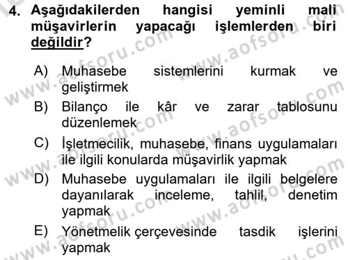 Muhasebe ve Hukuk Dersi 2024 - 2025 Yılı (Vize) Ara Sınav Soruları 4. Soru