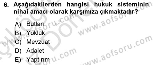 Muhasebe ve Hukuk Dersi 2024 - 2025 Yılı (Vize) Ara Sınav Soruları 6. Soru