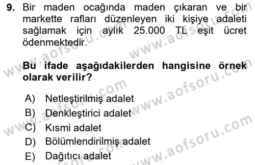 Muhasebe ve Hukuk Dersi 2024 - 2025 Yılı (Vize) Ara Sınav Soruları 9. Soru