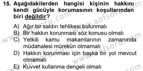 Borçlar Hukuku Dersi 2012 - 2013 Yılı (Vize) Ara Sınav Soruları 15. Soru