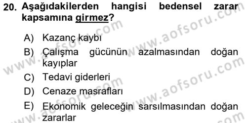 Borçlar Hukuku Dersi 2016 - 2017 Yılı (Vize) Ara Sınav Soruları 20. Soru