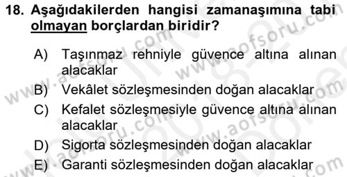Borçlar Hukuku Dersi 2018 - 2019 Yılı (Final) Dönem Sonu Sınav Soruları 18. Soru