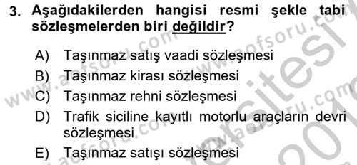 Borçlar Hukuku Dersi 2018 - 2019 Yılı Yaz Okulu Sınav Soruları 3. Soru