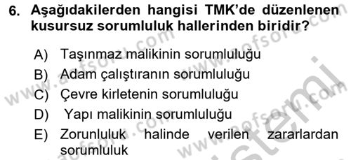 Borçlar Hukuku Dersi 2018 - 2019 Yılı Yaz Okulu Sınav Soruları 6. Soru