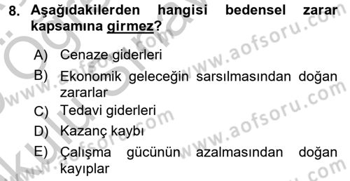 Borçlar Hukuku Dersi 2018 - 2019 Yılı Yaz Okulu Sınav Soruları 8. Soru