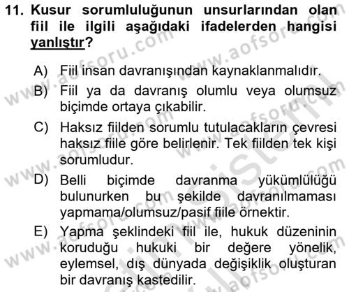 Borçlar Hukuku Dersi 2024 - 2025 Yılı (Vize) Ara Sınav Soruları 11. Soru