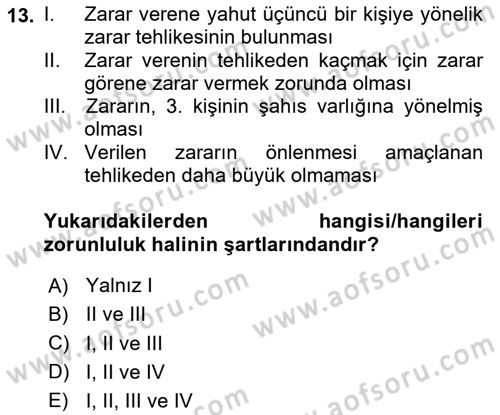 Borçlar Hukuku Dersi 2024 - 2025 Yılı (Vize) Ara Sınav Soruları 13. Soru