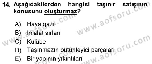 Borçlar Hukuku Dersi 2024 - 2025 Yılı (Final) Dönem Sonu Sınav Soruları 14. Soru