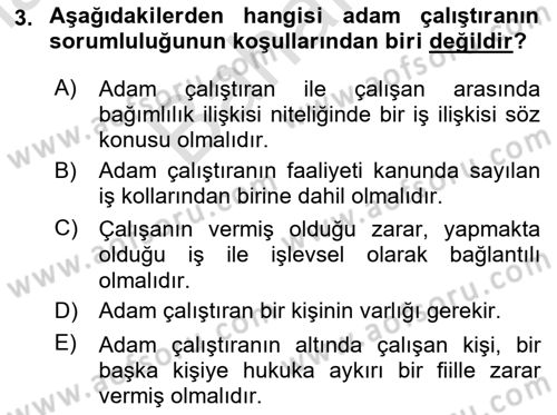 Borçlar Hukuku Dersi 2024 - 2025 Yılı (Final) Dönem Sonu Sınav Soruları 3. Soru