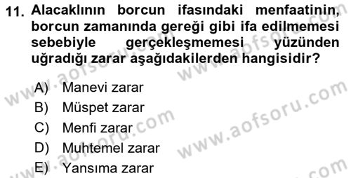 Borçlar Hukuku Dersi 2024 - 2025 Yılı Yaz Okulu Sınav Soruları 11. Soru