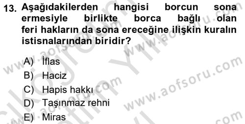 Borçlar Hukuku Dersi 2024 - 2025 Yılı Yaz Okulu Sınav Soruları 13. Soru