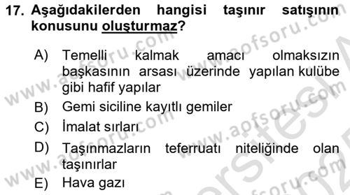 Borçlar Hukuku Dersi 2024 - 2025 Yılı Yaz Okulu Sınav Soruları 17. Soru