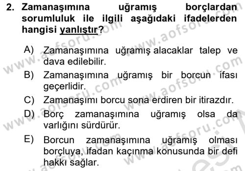 Borçlar Hukuku Dersi 2024 - 2025 Yılı Yaz Okulu Sınav Soruları 2. Soru