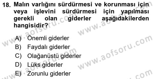 Borçlar Hukuku Dersi 2025 - 2026 Yılı (Vize) Ara Sınav Soruları 18. Soru