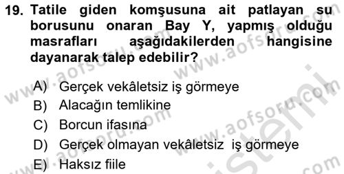 Borçlar Hukuku Dersi 2025 - 2026 Yılı (Vize) Ara Sınav Soruları 19. Soru