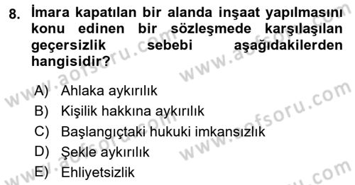 Borçlar Hukuku Dersi 2025 - 2026 Yılı (Vize) Ara Sınav Soruları 8. Soru